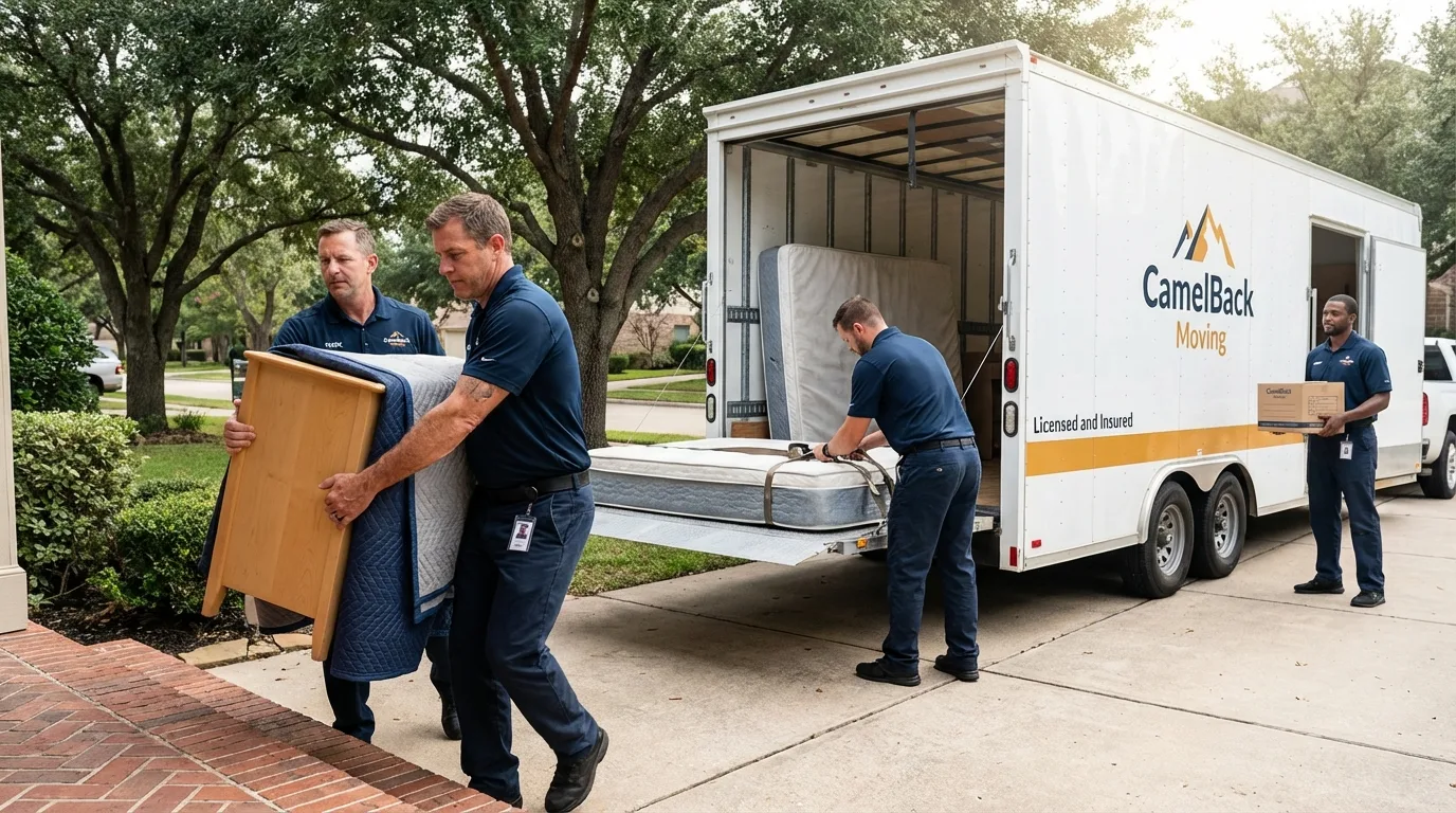 Crew loading residential truck for cross-state move from Palatka, FL